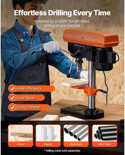 Vevor Benchtop Drill Press TSZC22A5D850U8U3X001V2 with Power 500Watt
