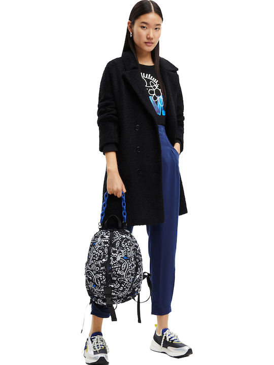 London Women's Black Coat with Buttons
