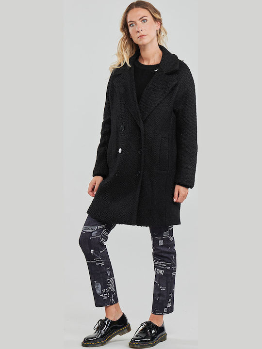 London Women's Black Coat with Buttons
