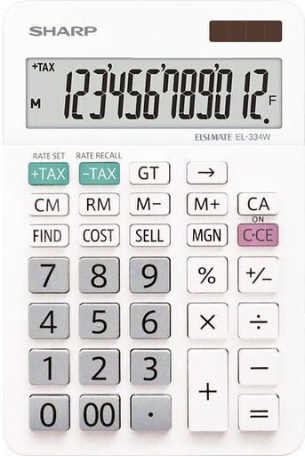 Sharp EL-334W Αριθμομηχανή Λογιστική 12 Ψηφίων σε Λευκό Χρώμα