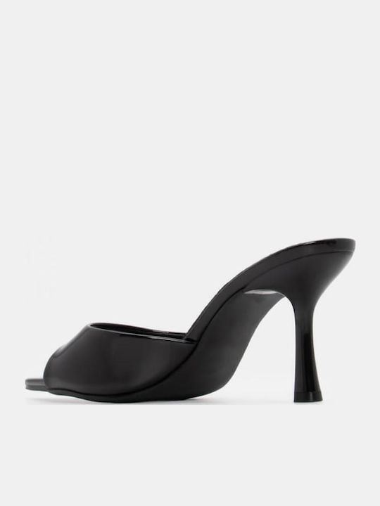 Mules mit Dünn Hoch Absatz in Schwarz Farbe