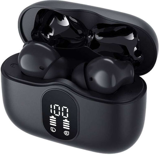 Techsuit WaveBeat 100 In-ear Bluetooth Handsfree Ακουστικά με Θήκη Φόρτισης Μαύρα