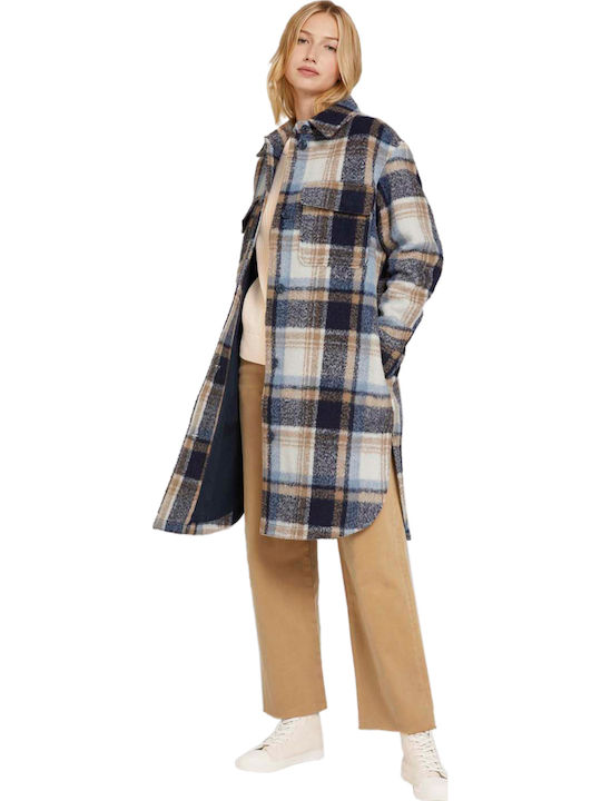 Women's Checked Beige Overshirt