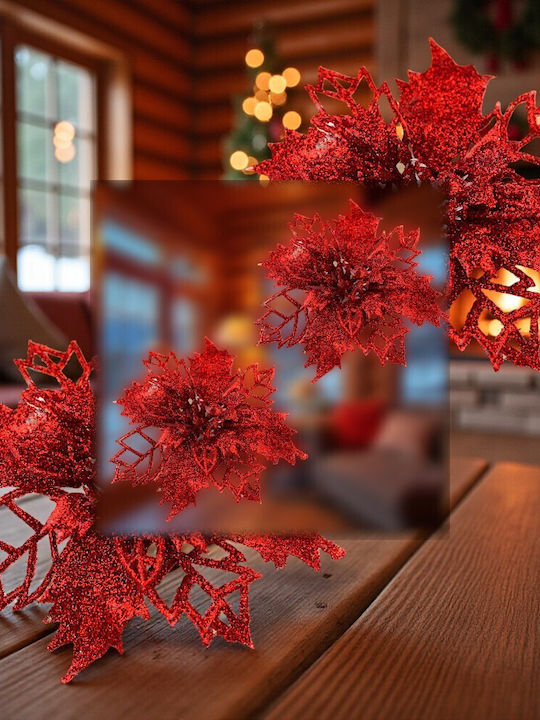 Weihnachtsdekoration Metallisch Blume Länge 9cm. Glitzer 2Stück