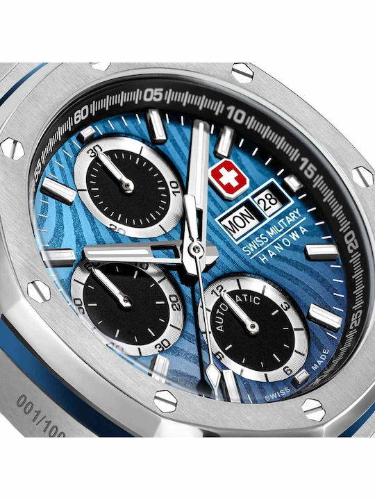 Swiss Military Hanowa Herrenuhr Chronograph Automatisch Silber