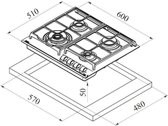 La Germania P684LLAGSFVN Εστία Υγραερίου Αυτόνομη 60x51εκ.