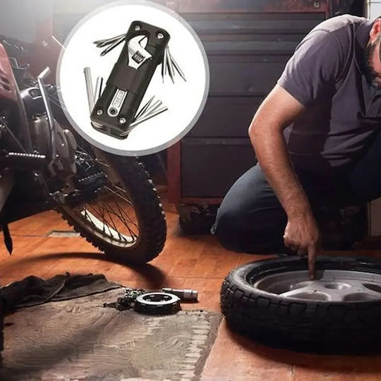 Set Chei Reparare Bicicletă 16 În 1 Universal Oțel Aliaj Negru Argintiu