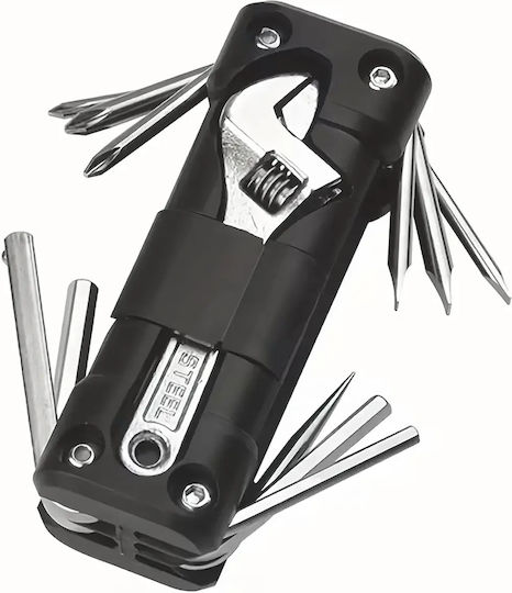 Set Chei Reparare Bicicletă 16 În 1 Universal Oțel Aliaj Negru Argintiu