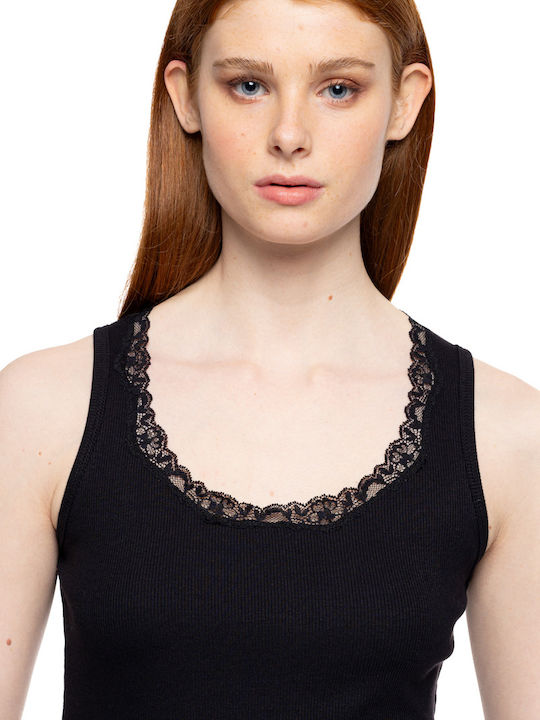 Sleeveless Cotton Black Women's T-Shirt