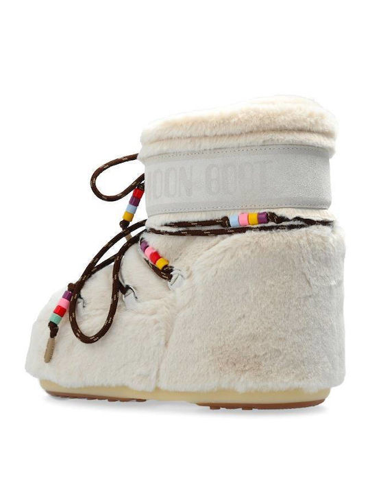 Snow Boots with Fur Icon Low Faux Beige