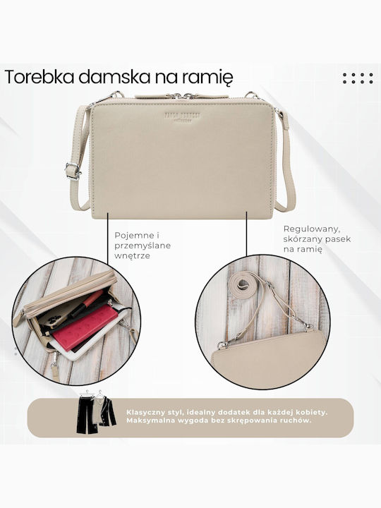 Leather Women's Bag Shoulder Beige