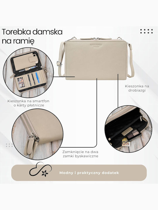 Leather Women's Bag Shoulder Beige