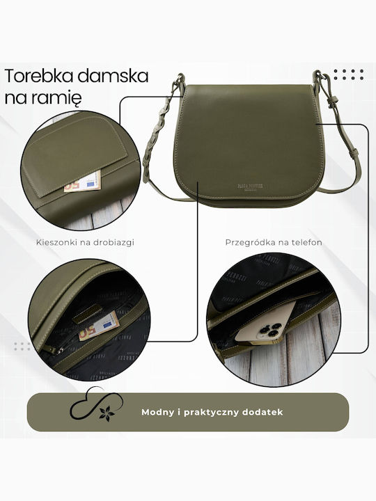 Leder Damentasche Schultertasche Grün