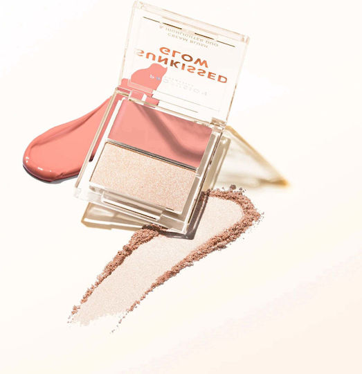 Sunkissed Glow Paletă Duo Crema Blush și Iluminator Strălucitor Nuanță Roz Sunrise Profusion Cosmetics
