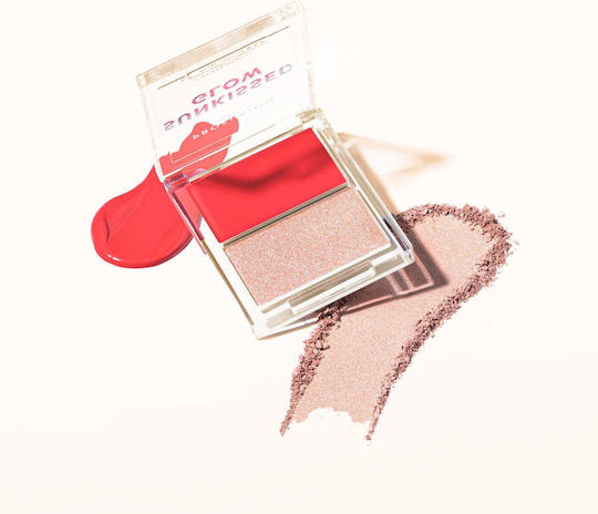 Sunkissed Glow Duo Cremă Blush Iluminator Strălucitor Paletă Nuanță Coral Heatwave Profusion Cosmetics