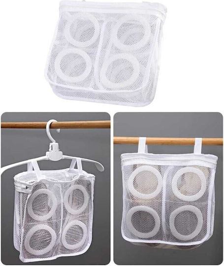 Set 3 Small-sized Bags Washing Drying Shoes Clothes Polyester 28 X 27 Cm White