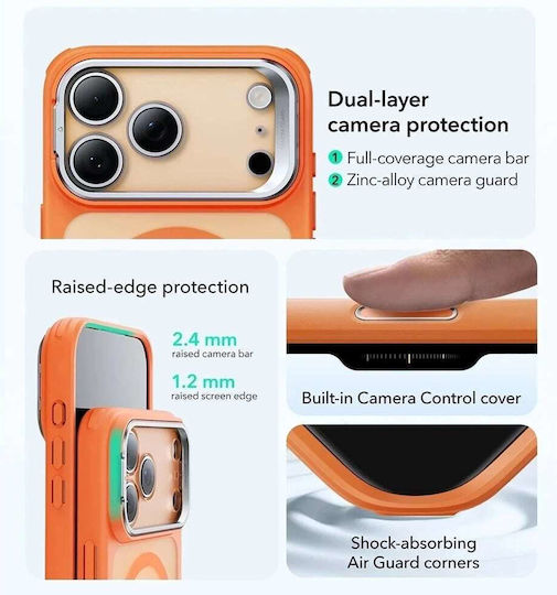 ESR Classic Hybrid Halolock Kickstand Umschlag Rückseite Silikon Orange (iPhone 17 Pro)