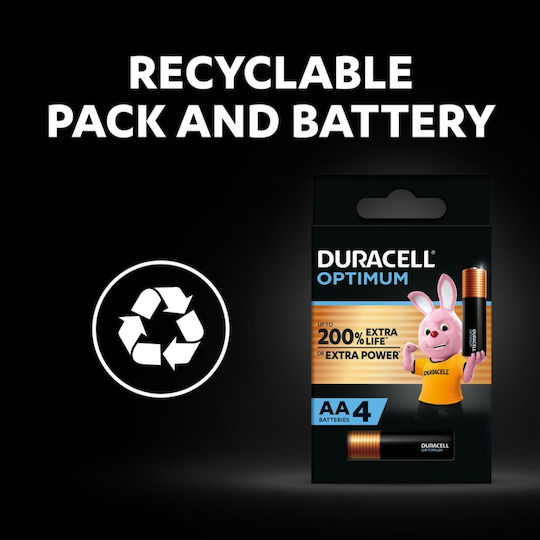 Duracell Optimum Alkaline Batteries AA 1.5V 4pcs