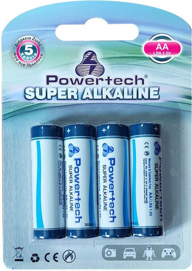 Powertech Super Алкални Батерии AA 1.5V 4бр PT-158