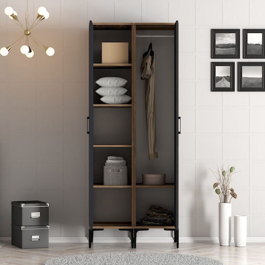 SteweHome Kleiderschrank Doppeltür Pp Lidya Anthrazit 80x47x210cm