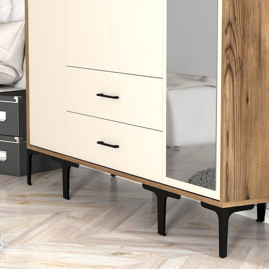 SteweHome Kleiderschrank Vier Türen Lidya Beige 160x47x201cm