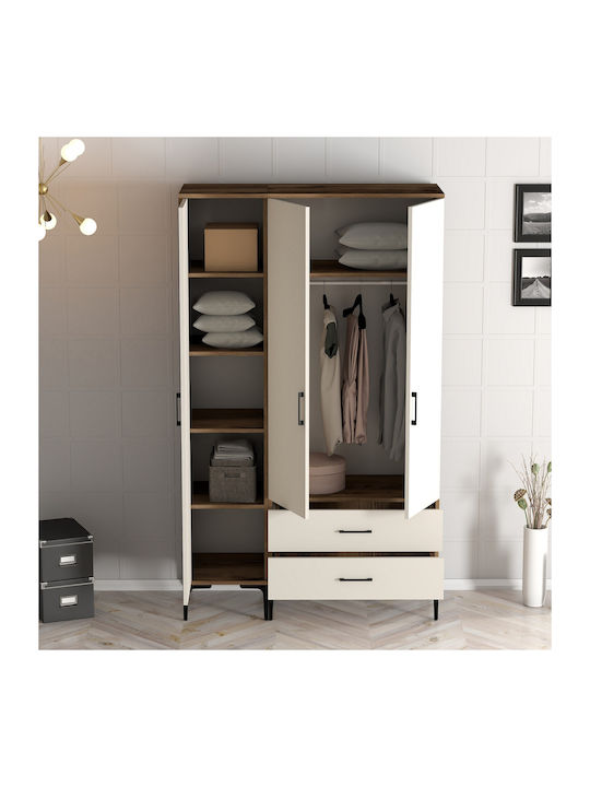 Wardrobe Three Doors Pt Lidya Cream 120x47x201cm