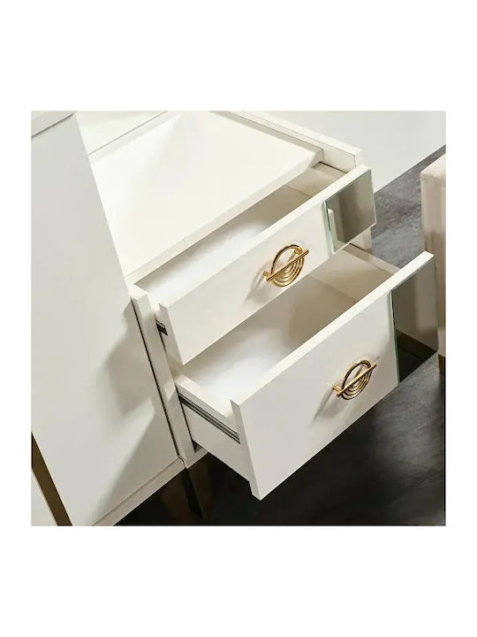 Elegante Weiße Schminktisch Konsole mit Spiegel 80×80×41cm