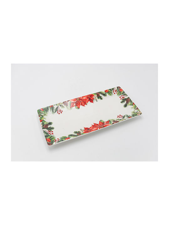 Rectangular Platter Red Poinsettia 33cm
