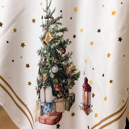 Eurolamp Weihnachtlich Tischtuch Stoff Weiß L180xB140cm.