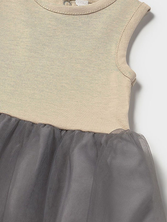 Mädchenkleid Langärmeliges Samt Set aus 2 mit Deckel Beiges
