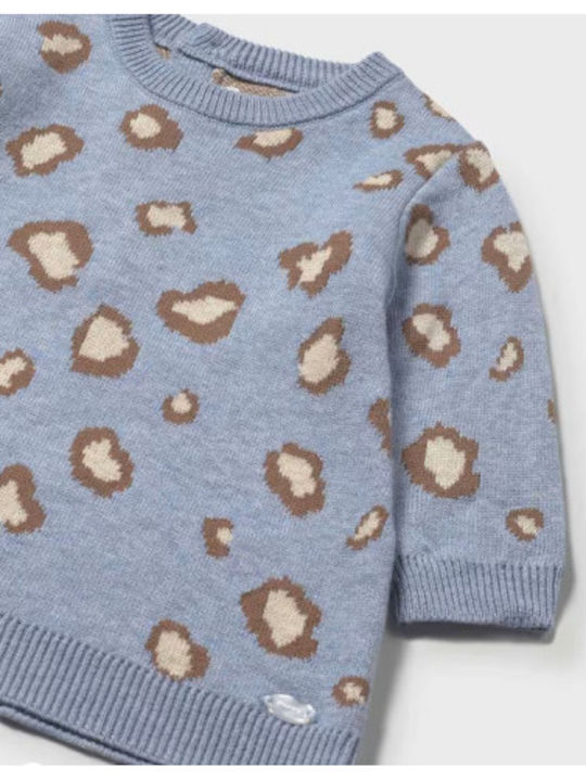 Mädchenkleid Langärmelig Gestrickt Set aus 2 mit Zubehör Hellblau