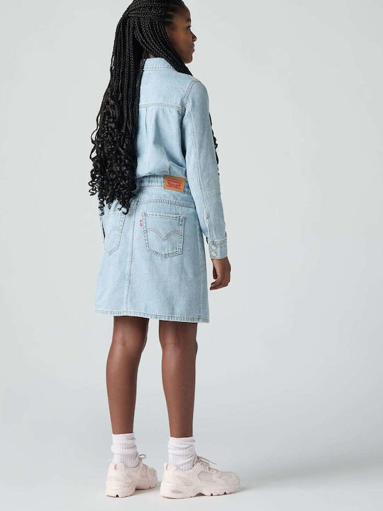 Mädchenkleid Langärmelig Denim Set mit Zubehör Denim