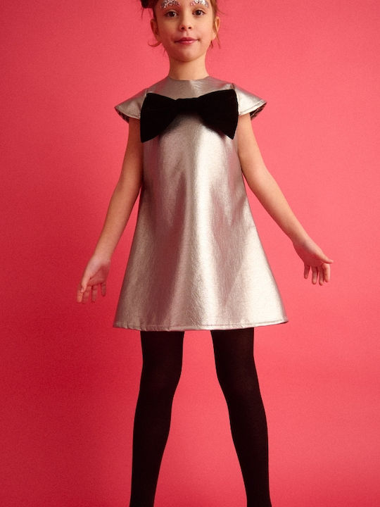 Kinderkleid Langärmelig Silver, Black