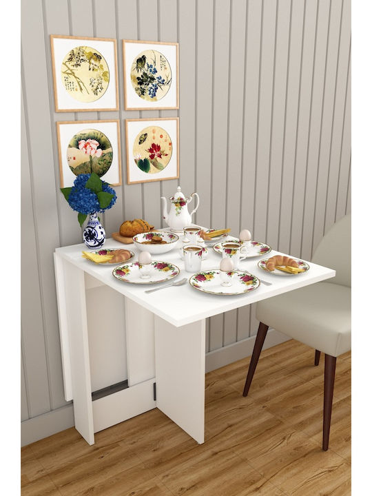 Сгъваема Маса За Кухня MDF Бяла 133x75x75cm