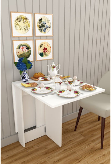 Πτυσσόμενο Τραπέζι Κουζίνας Mdf Λευκό 133x75x75cm Πτυσσόμενο Τραπέζι Κουζίνας Mdf Λευκό 133x75x75cm