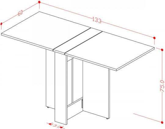 Сгъваема Маса За Кухня MDF Светъл Дървесен 133x75x75см