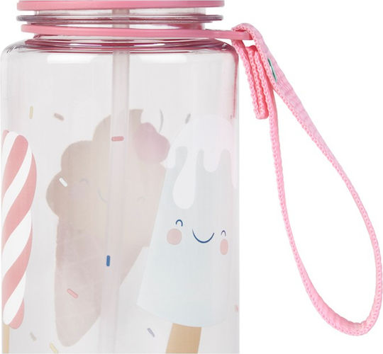 Saro Ice Creams Παιδικό Παγούρι Πλαστικό με Καλαμάκι 400ml