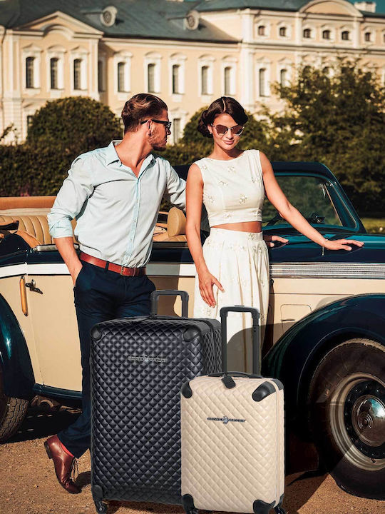 Greenwich Polo Club Medium Hard Travel Suitcase Ivory with 4 Wheels Height 65cm