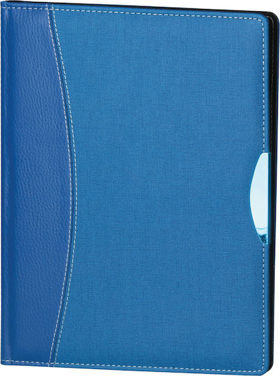 Conference Bifold Leatherette Folder Pen Case Computer Card Holder Stil Blue