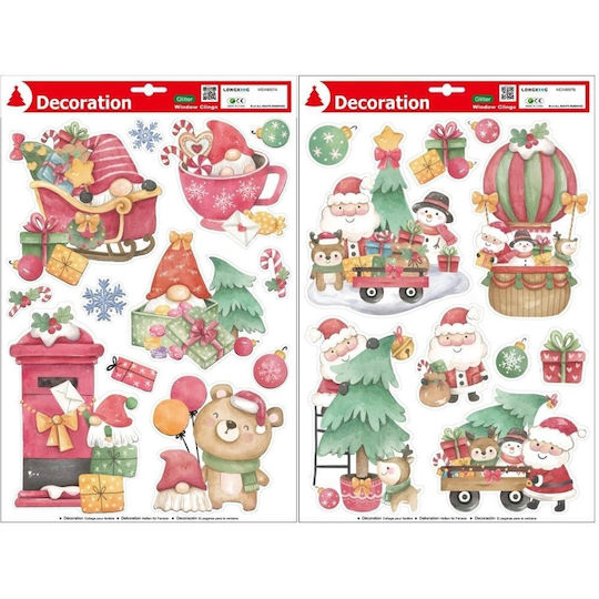 Autocolante Pentru Fereastra Sanie Cu Sclipici 40,5x26,5cm