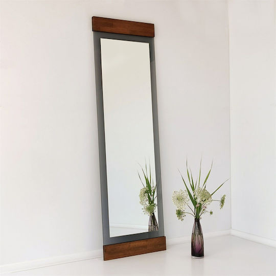 SteweHome Floor Mirror with Brown Wooden Frame 140x40cm