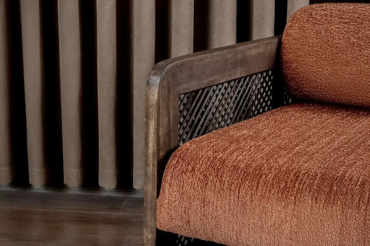 Orange Armchair Dark Walnut Wooden Base 61x80x60cm
