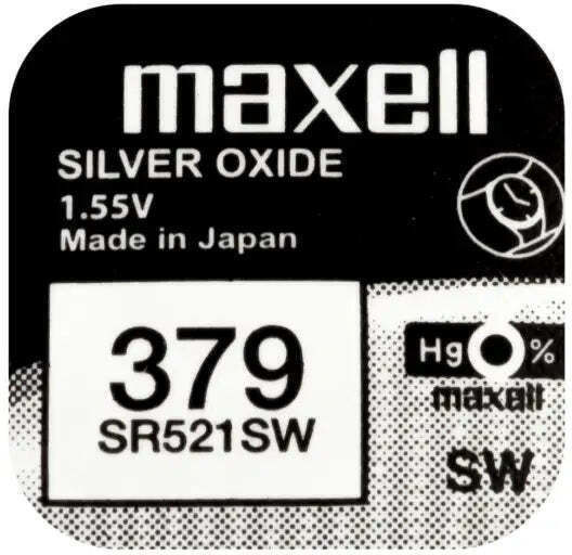 Maxell Zero Mercury 379 Silver Oxide Watch Battery SR521SW 1.55V 10pcs