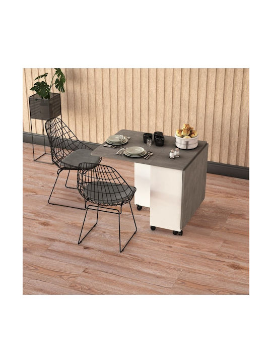 Folding Kitchen Table with Wheels Gray 155x70x75 Cm