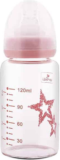 Lorelli Glass Baby Bottle Anti-colic with Silicone Teat for 0+ Months Pink 120ml