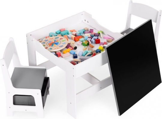 Комплект Детска Масичка със Столове Бяла Ecotoys