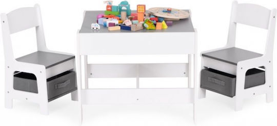 Комплект Детска Масичка със Столове Бяла Ecotoys