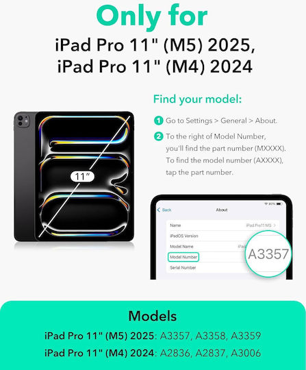 Husă Magnetică iPad Pro 11" M5/M4 2025/2024 Suport Pencil Pro Smart Cover