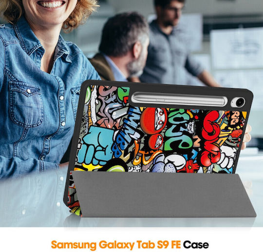 Case Samsung Galaxy Tab S10 Fe Plus 13.1" S Pen Holder Eco Leather Smart Cover – Graffiti