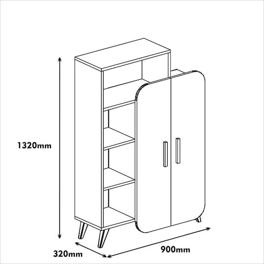 Badezimmerschrank Mehrzweck Weiß 90x32x132cm